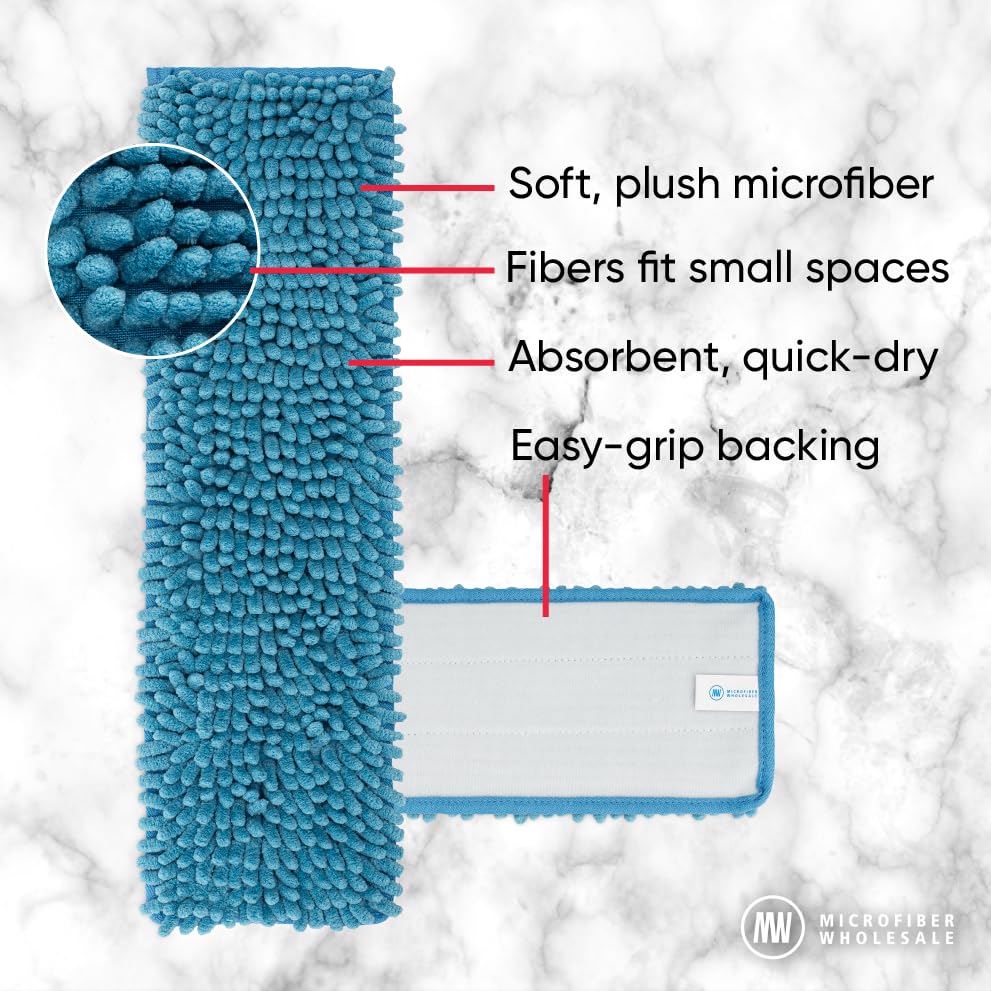 18" Dry & Wet Mucho Mop Pads - Replacement Flat Mop Heads Compatible with All 18" Microfiber Flat Mops - Reusable & Washable Microfiber Pads, 2 Pack - size: 18" Pad