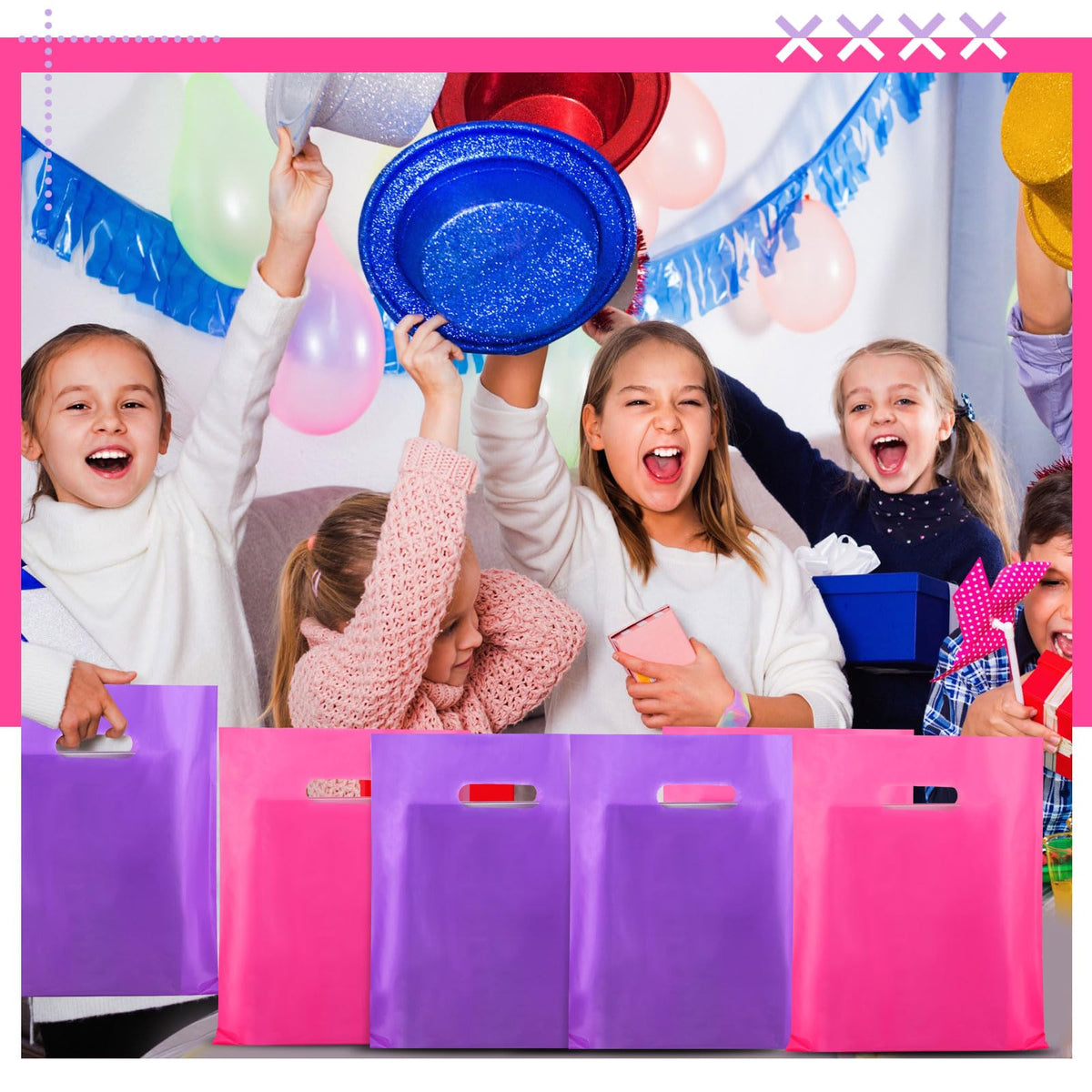 Kosiz 1000 Pcs Plastic Merchandise Shopping Bag Bulk 9 x 12'', Purple,Pink - color: Purple,Pink